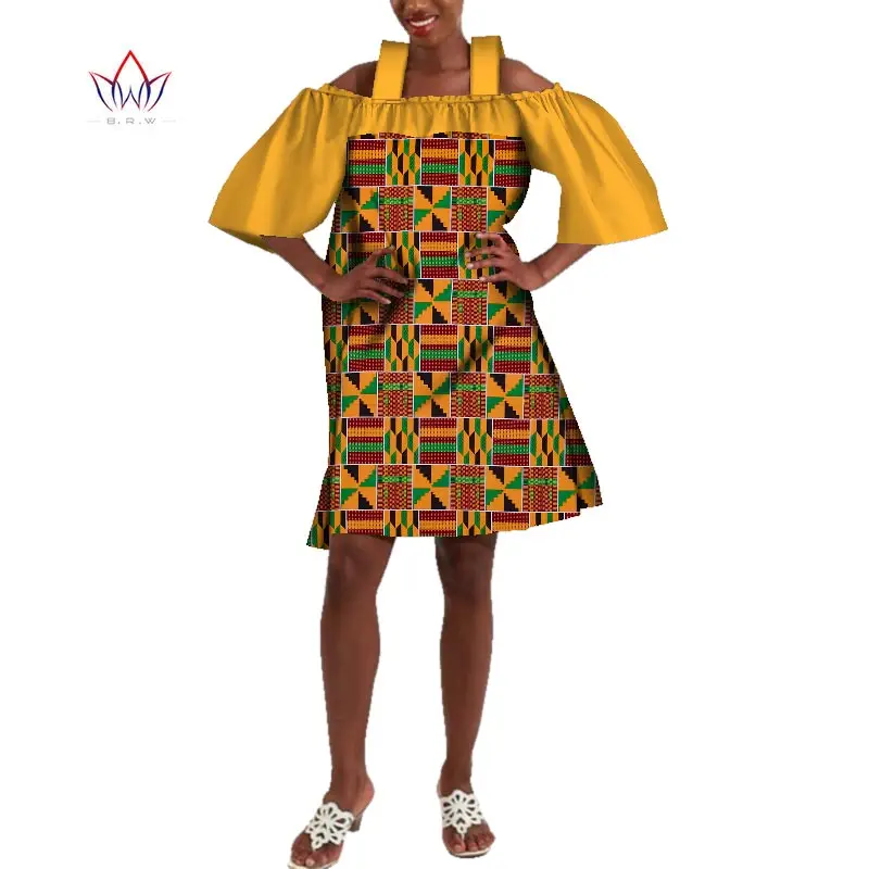 Африканские платья для женщин с лямкой на шее Дашики Африканское платье принтом