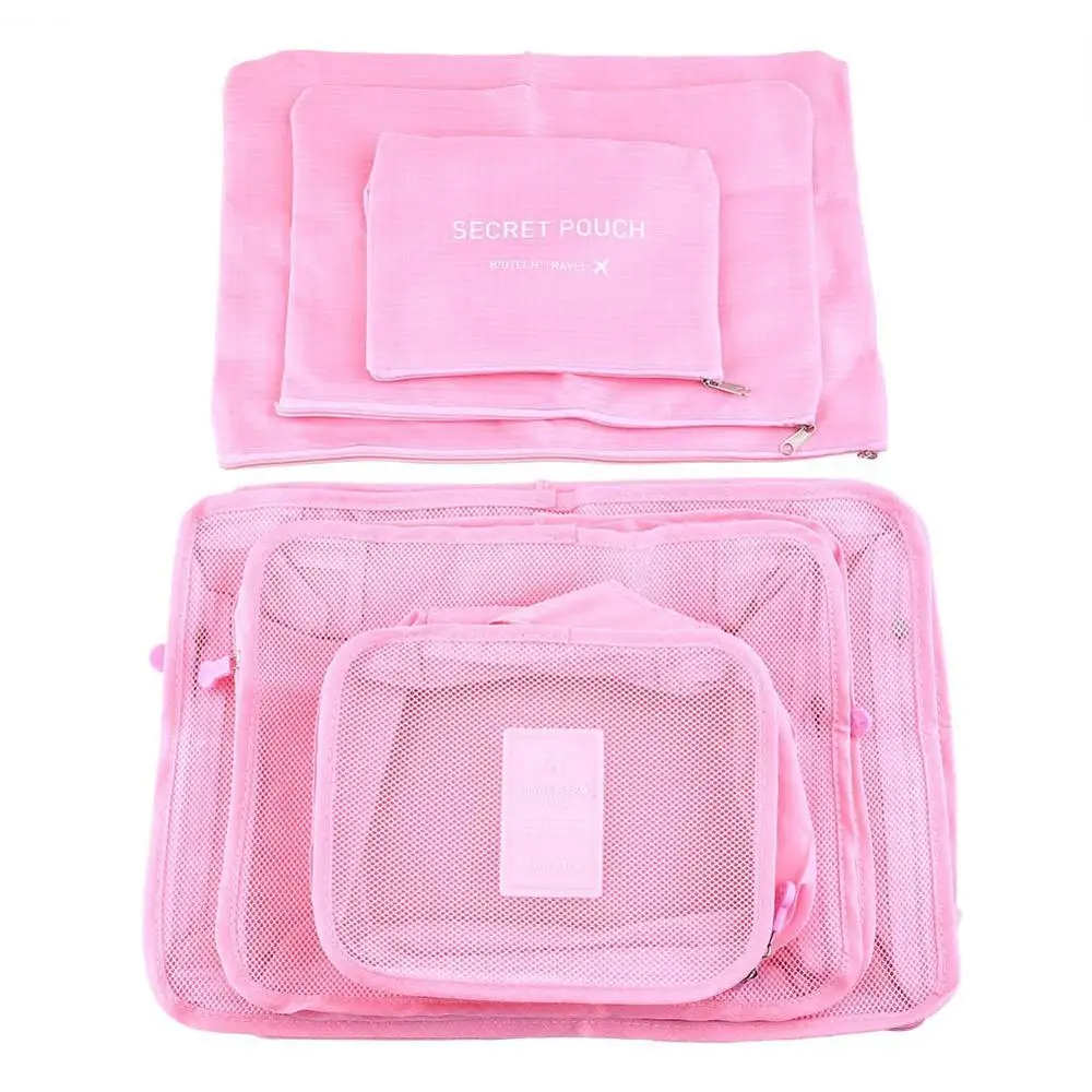 Розовый 6 Pcs Clothes Storage Bags Packing Cube Traveling Home Clothing Organizer Set 669 - Цвет: Розовый