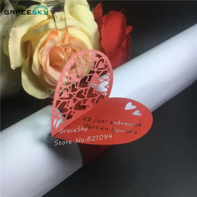 50 шт Бесплатная доставка полотенце Пряжка лазерная резка сердце любовь бумага
