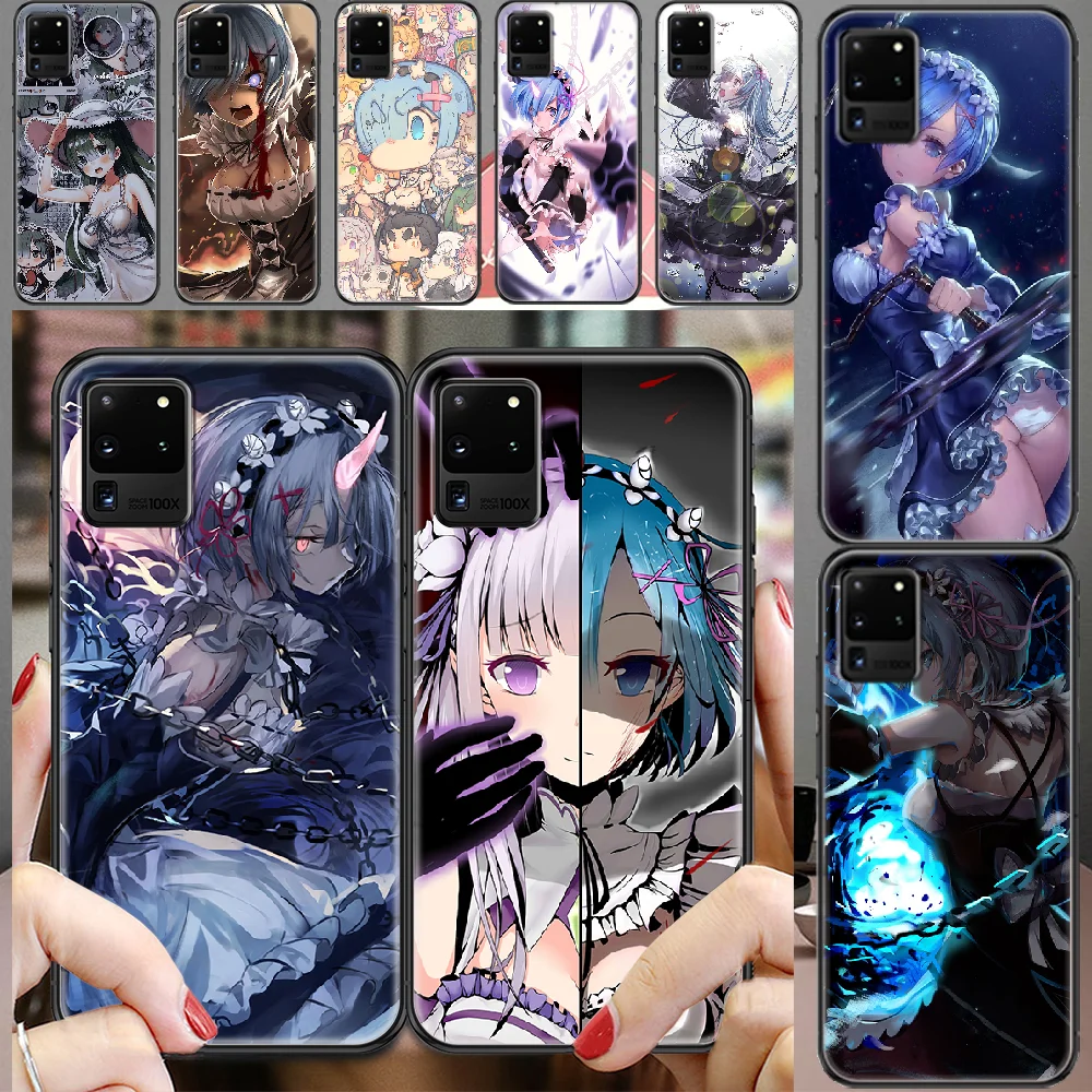 Чехол ReZERO Rem для Samsung Galaxy Note 4 8 9 10 20 S8 S9 S10 S10E S20 Plus UITRA Ультрачерный силиконовый чехол