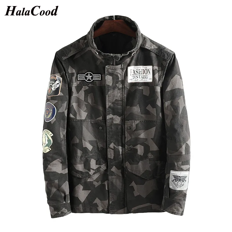 HALACOOD новая брендовая модная военная куртка Мужская Осенняя хлопковая армейская