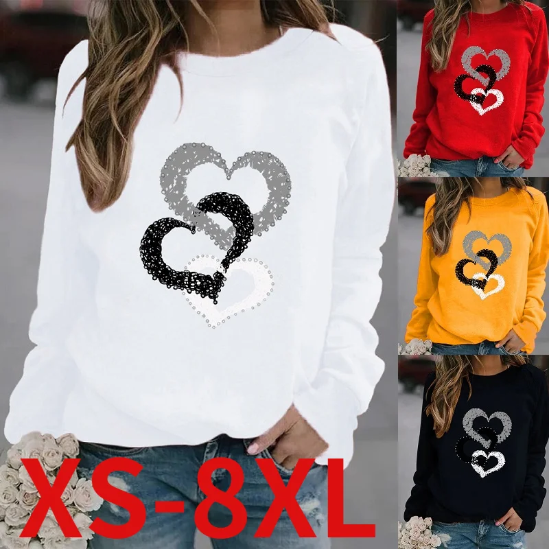 Women's Winter Clothing Round Neck Long Sleeve Pullover Fashion Printed Pattern Loose Sweater Casual Sports Pullover Plus Size plus size square neck pockets design pullover