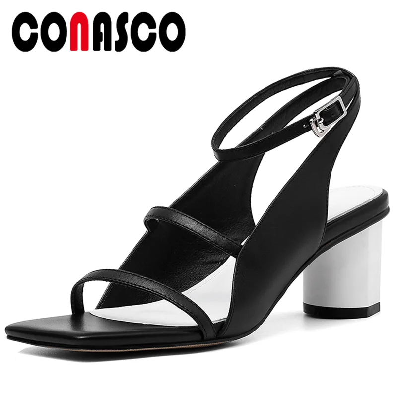 

CONASCO летние туфли-лодочки из натуральной кожи на высоком каблуке женские туфли-лодочки в римском стиле, Стиль с узкими лентами; Модные сваде...