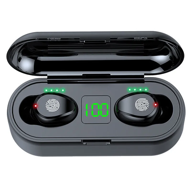 

F9 Wireless Bluetooth Earbuds TWS Binaural In-ear Sport Headphone Digital Display Touch Control Headphone