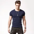 Круглый вырез чистый цвет, короткая мужская футболка с коротким рукавом, Мужская футболка из лайкры и хлопка, мужская одежда