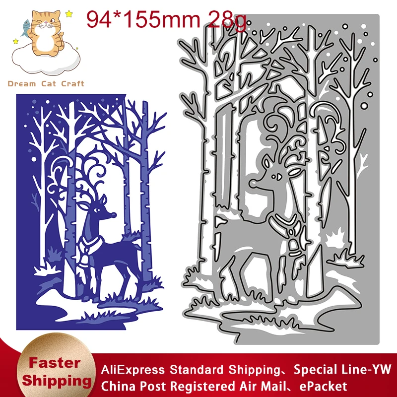 

Forest Reindeer Christmas Elk Lace 2021 New Metal Cutting Dies Scrapbooking Steel Craft Die Cut Embossing Paper Cards Stencils