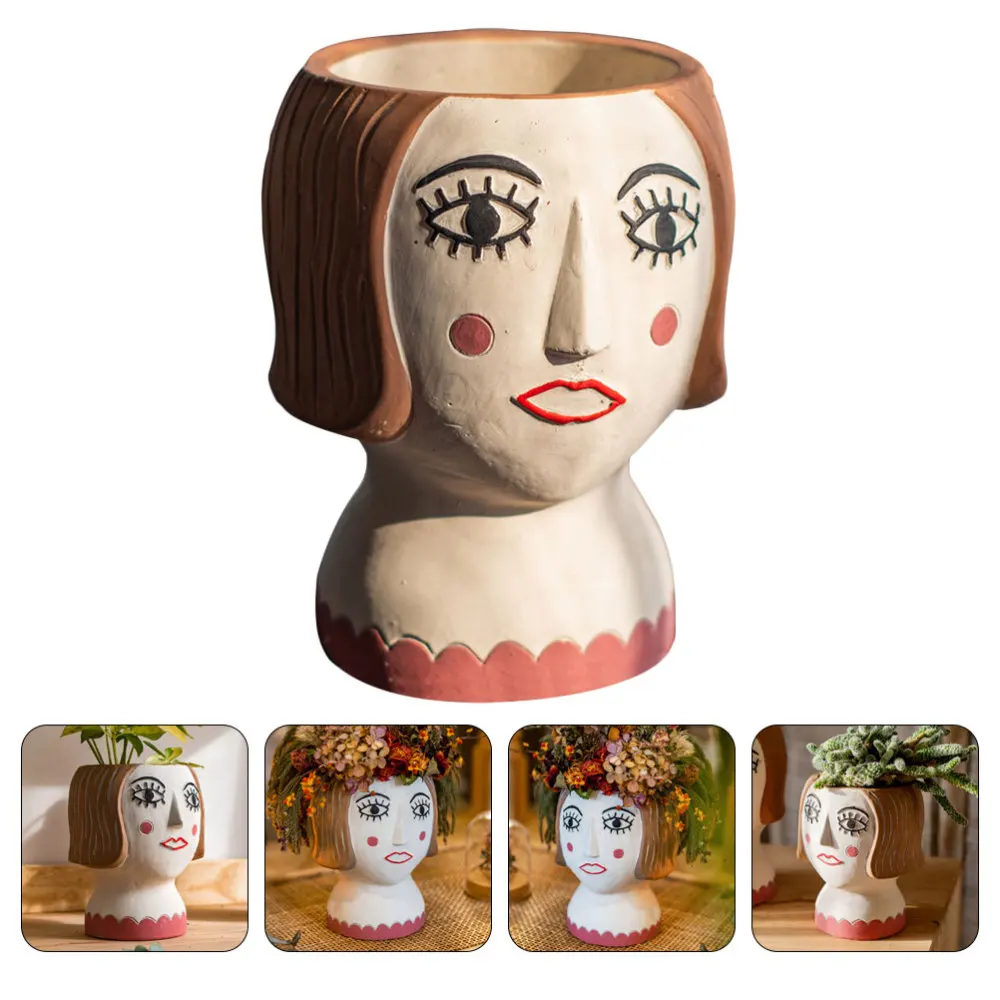 

1pc Simple Flowerpot Decorative Flowerpot Cement Flowerpot (Assorted Color)