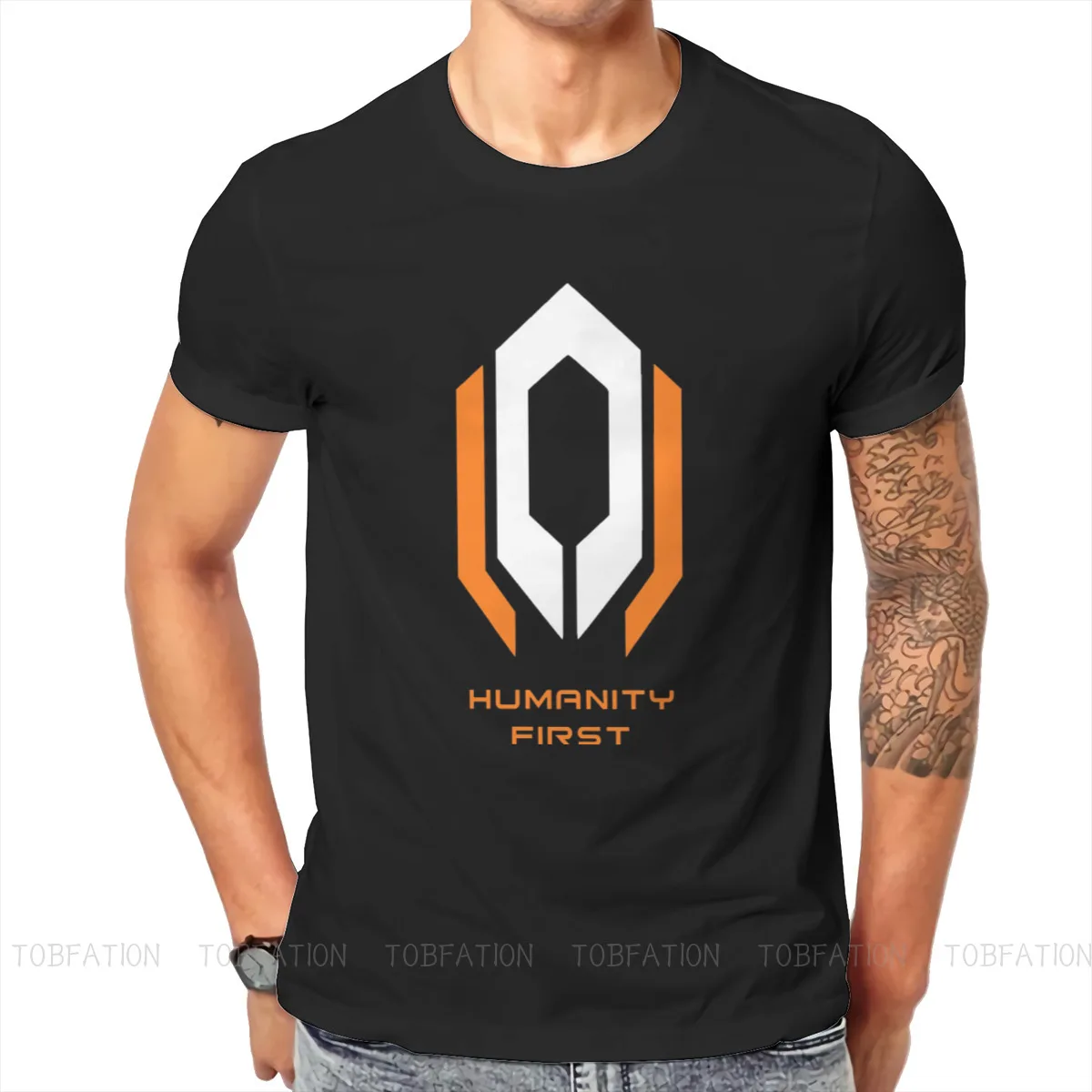 

Humanity First Harajuku TShirt Mass Effect ME1 Andromeda Legendary Edition RPG Style Streetwear T Shirt Men Tee Gift Idea