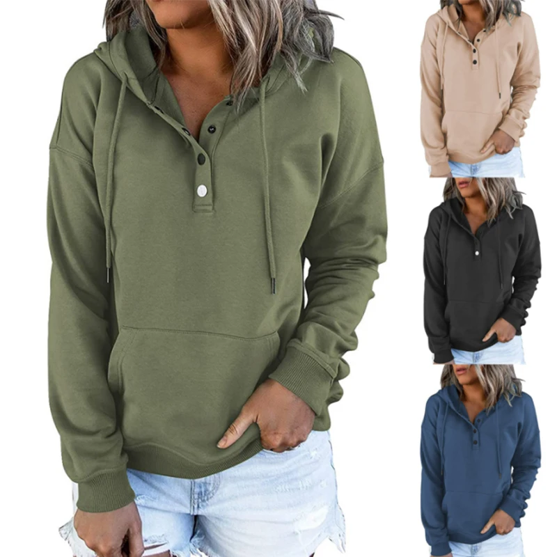

Fashion Women Autumn Winter Hoodies Long Sleeve Solid Color Oversized Hooded Sweatshirt Casual Pocket Hoodies Pullover Tops