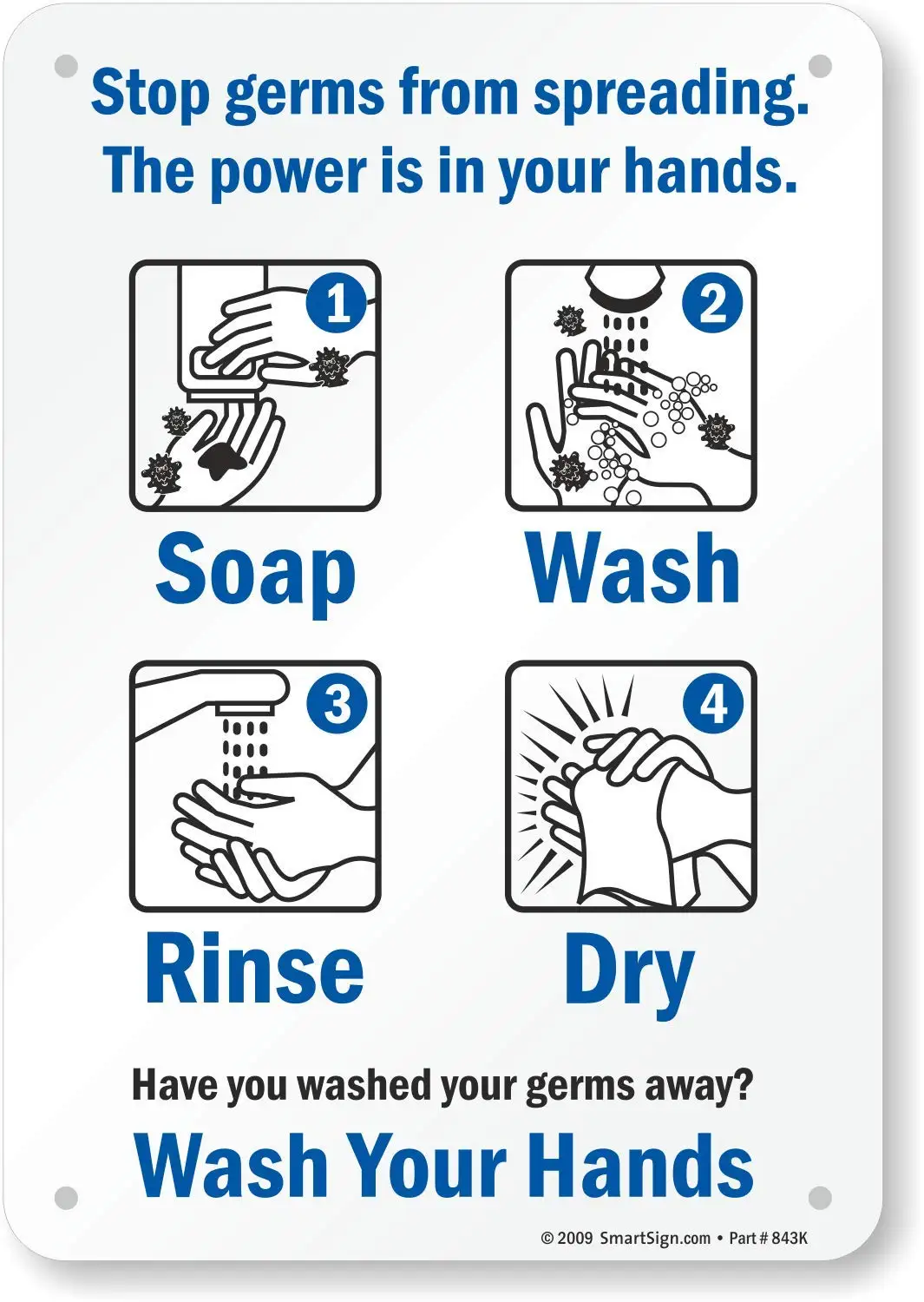 

SmartSign Wash Your Hands Sign | 7" x8" Plastic