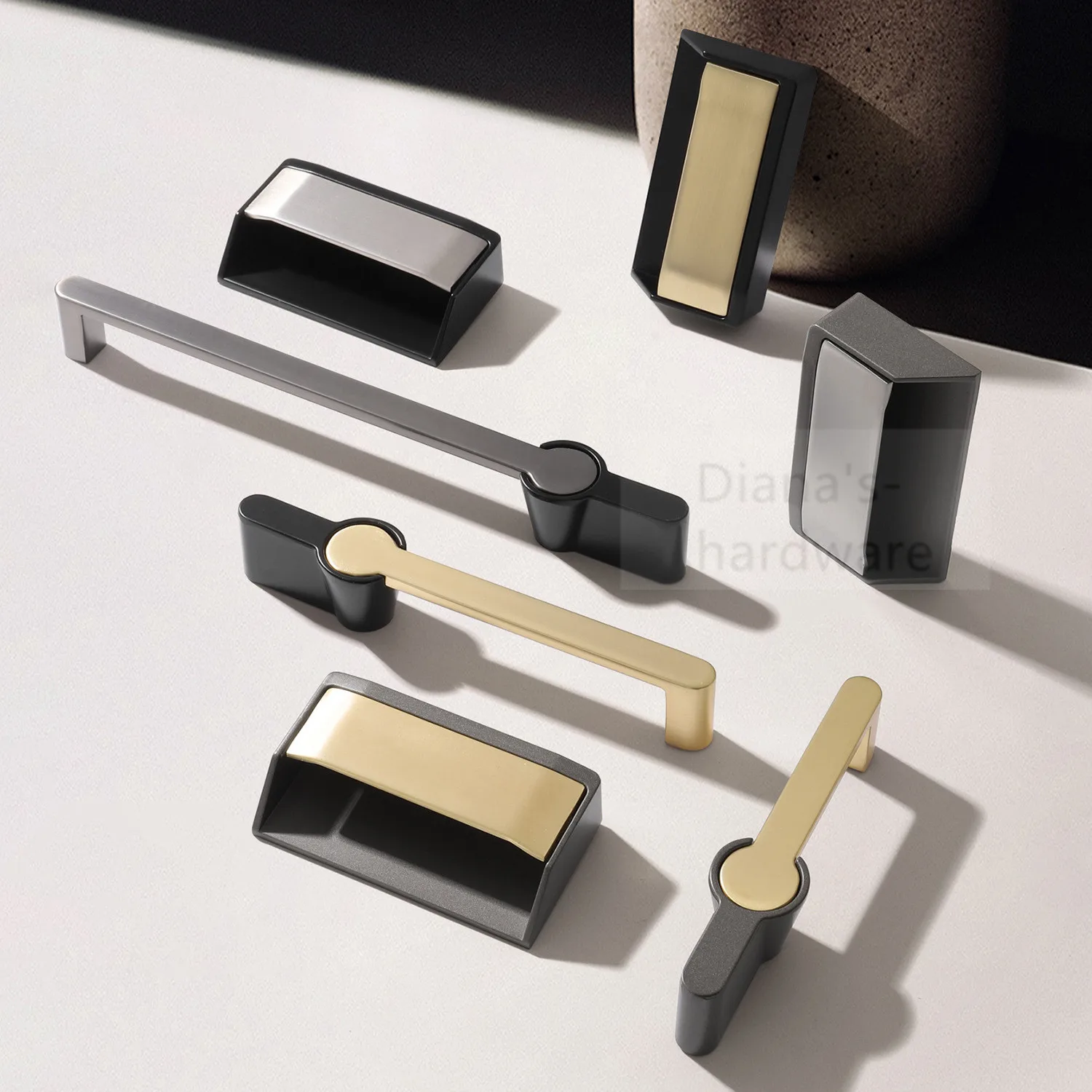 

Modern Simple Zinc Alloy Door Handle American Black Shoe Cabinet Wardrobe Cabinet Lengthened Door Handle Knobs and Pulls