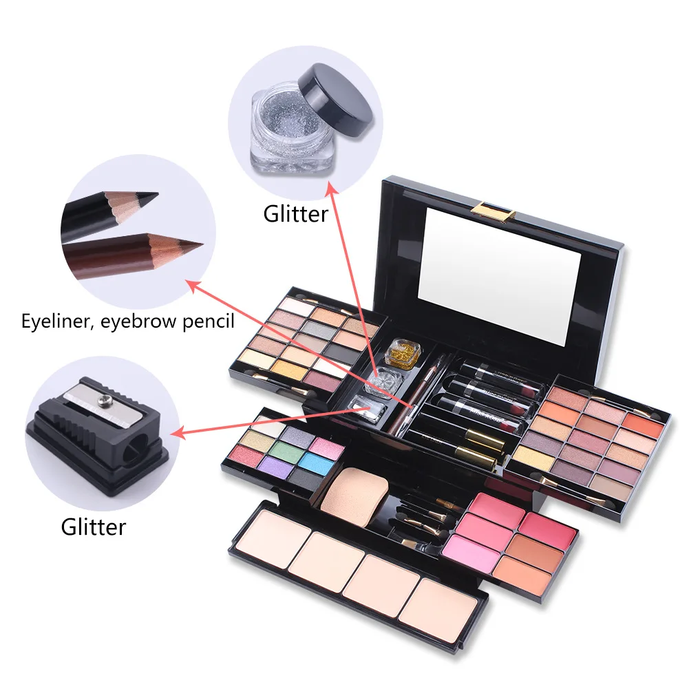 

Pro Makeup Set 39 Colors Multicolor Shimmer Glitter Matte Long Lasting Eyeshadow Palette Blush Power Lipstick Maquillaje Mujer