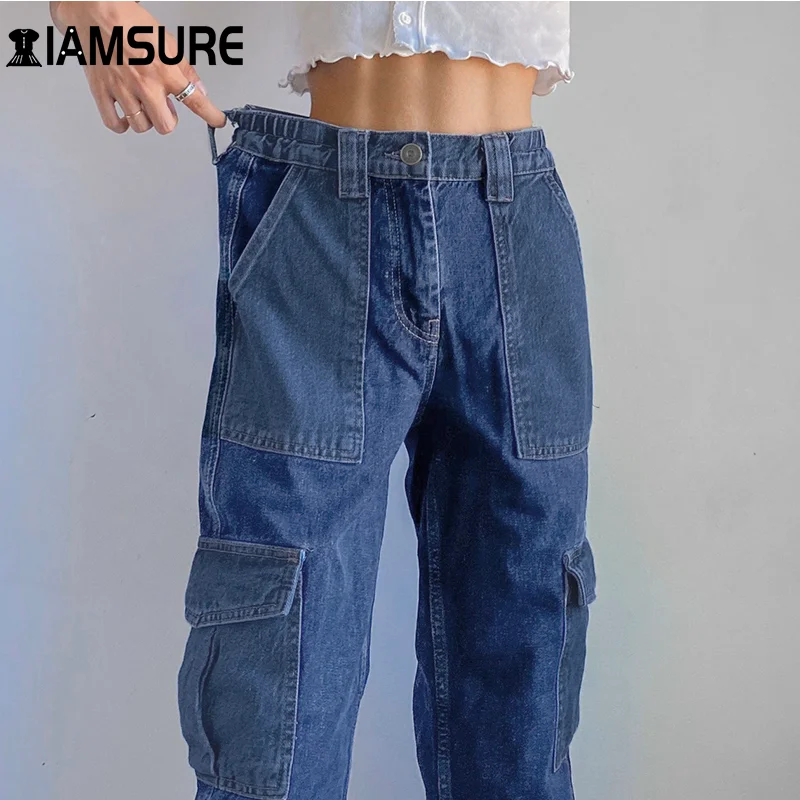 Джинсы IAMSURE y2k женские в стиле пэчворк уличная одежда модные прямые джинсовые