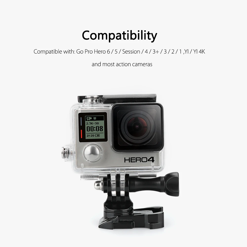 Vamson for Gopro 8 7 6 5 session Accessories Backpack Clip 360 Degree Rotatable Fixed Bracket Base for DJI OSMO for Yi 4K VP526