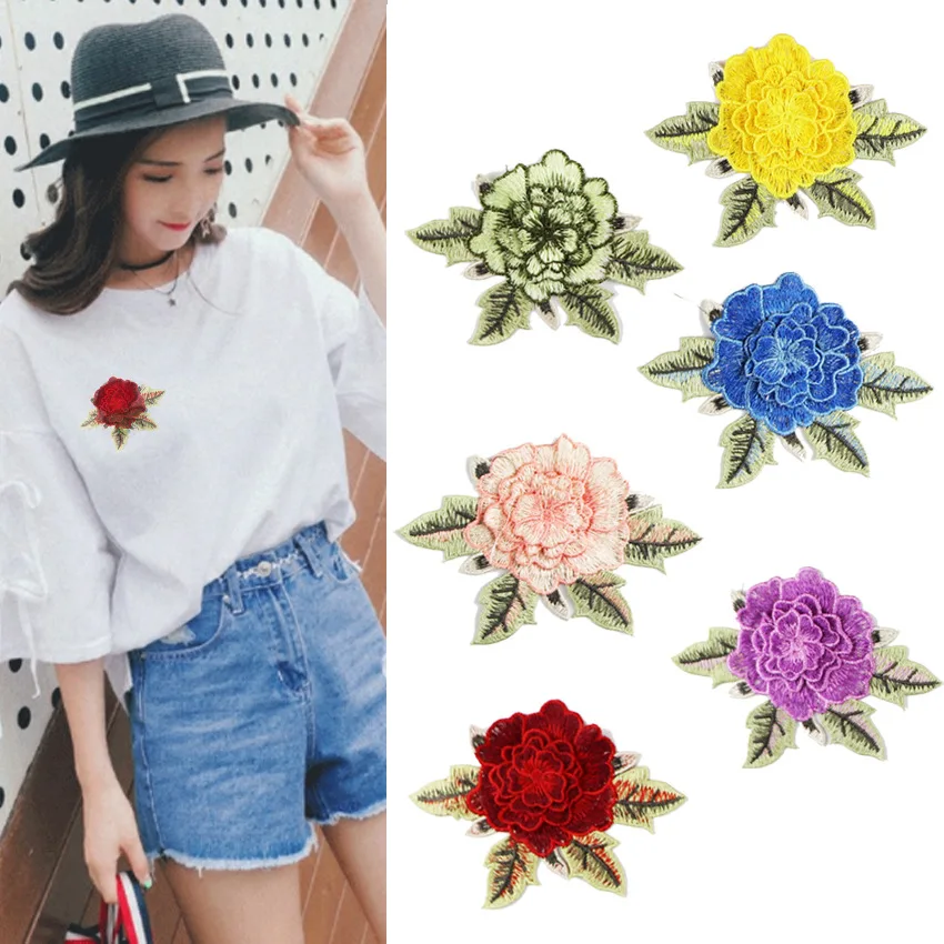 Sale DIY Clothes Patch 1PC/2PCS For Jeans Badges Bag Sew On Embroidery Crafts Sticker Rose Flower Accessories Applique | Дом и сад