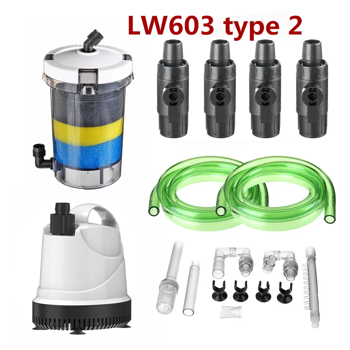 LW603 Type 2 15W 220 V-240 V аквариум фильтр ультра-тихий внешний аквариумный фильтр ведро аквариум фильтр насоса LW602 LW603 w/Губка аксессуары - Цвет: LW603 Type 2