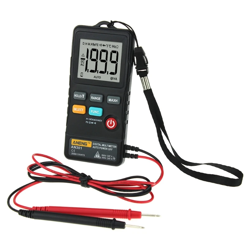 

AN301 Mini Digital Multimeter AC DC Voltmeter Voltage Resistance Meter with LED Y98E