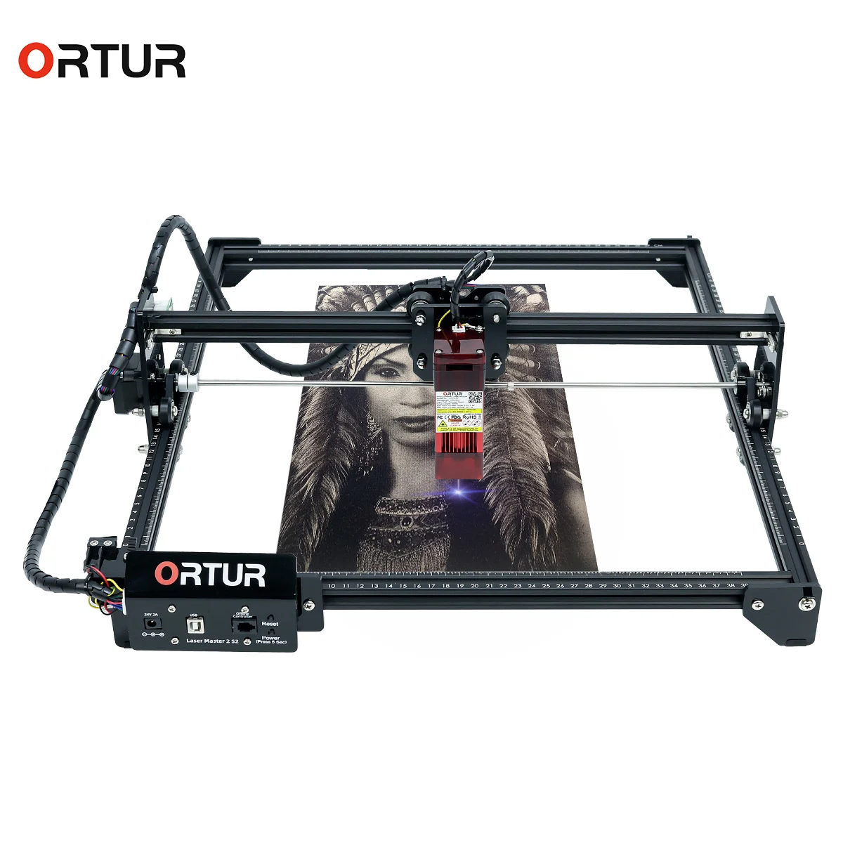 Лазерный гравировальный станок Ortur Laser Master 2 умный для глубокой резьбы по металлу