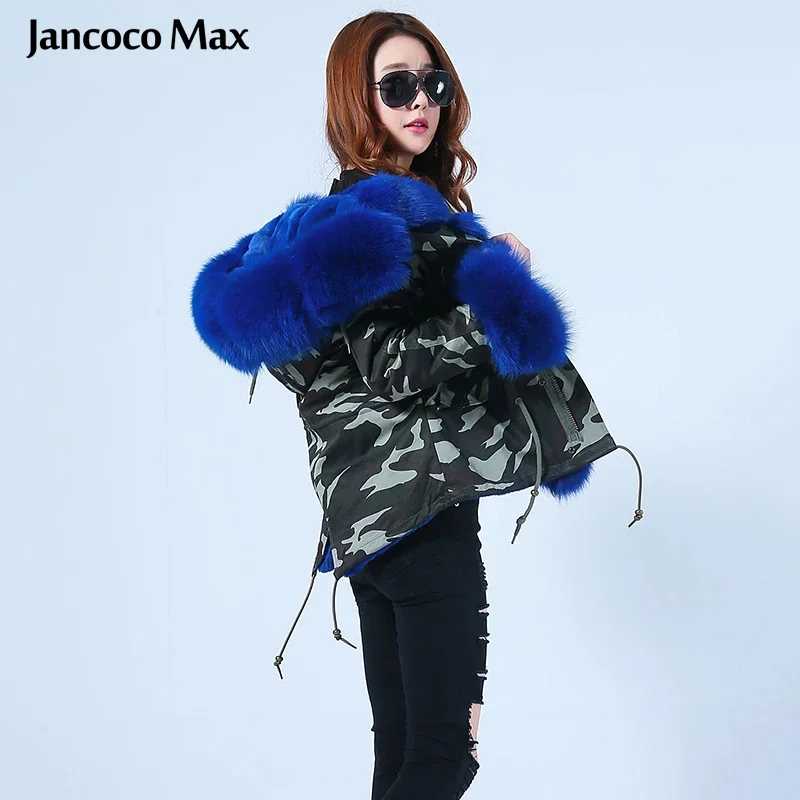 Jancoco Max Женская парка с воротником из натурального Лисьего меха на манжетах