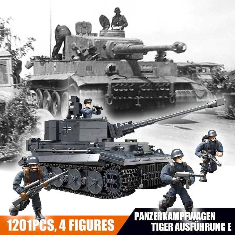 1201 шт WW2 Тигр тяжелый танк строительные блоки подходят военные танки набор