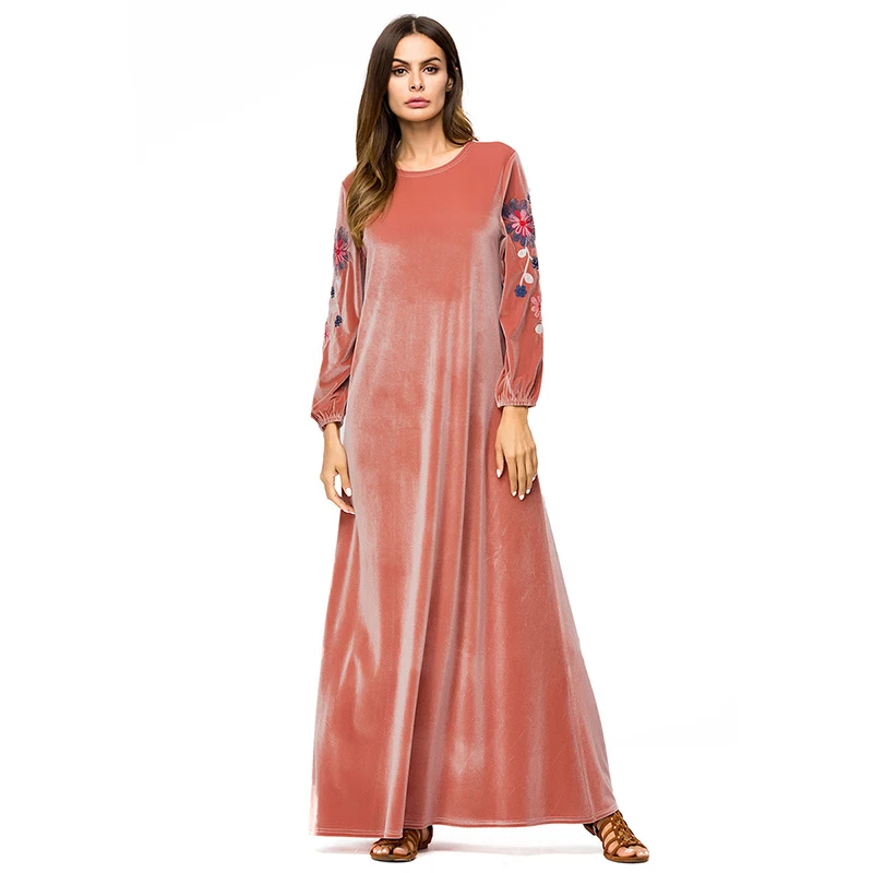 Мусульманское простое вышитое модное элегантное платье Ближний Восток сшивание