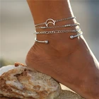 Браслеты для ног 17KM для женщин и девушек, ювелирные украшения на лодыжку, браслеты серебристого цвета с Луной на цепочке