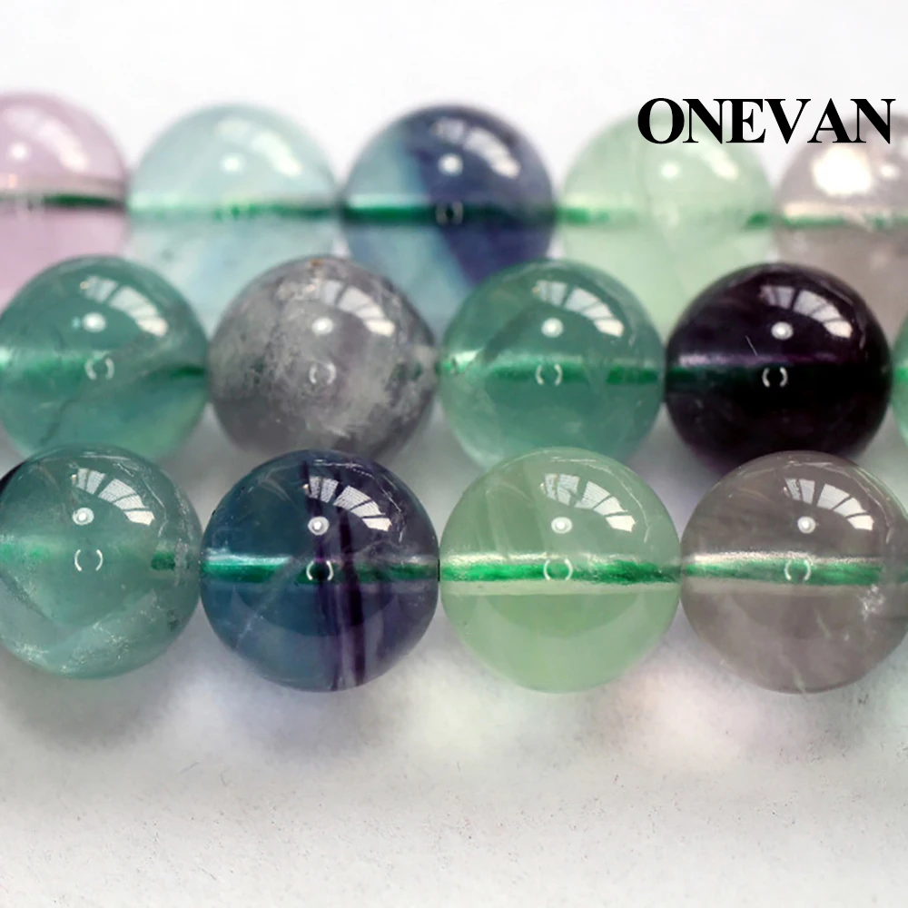 Натуральные Разноцветные Бусины из флюорита onwan гладкие Круглые бусины для