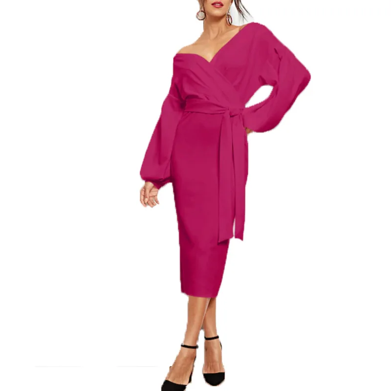 Платье футляр женское с V образным вырезом однотонное винтажное пляжное