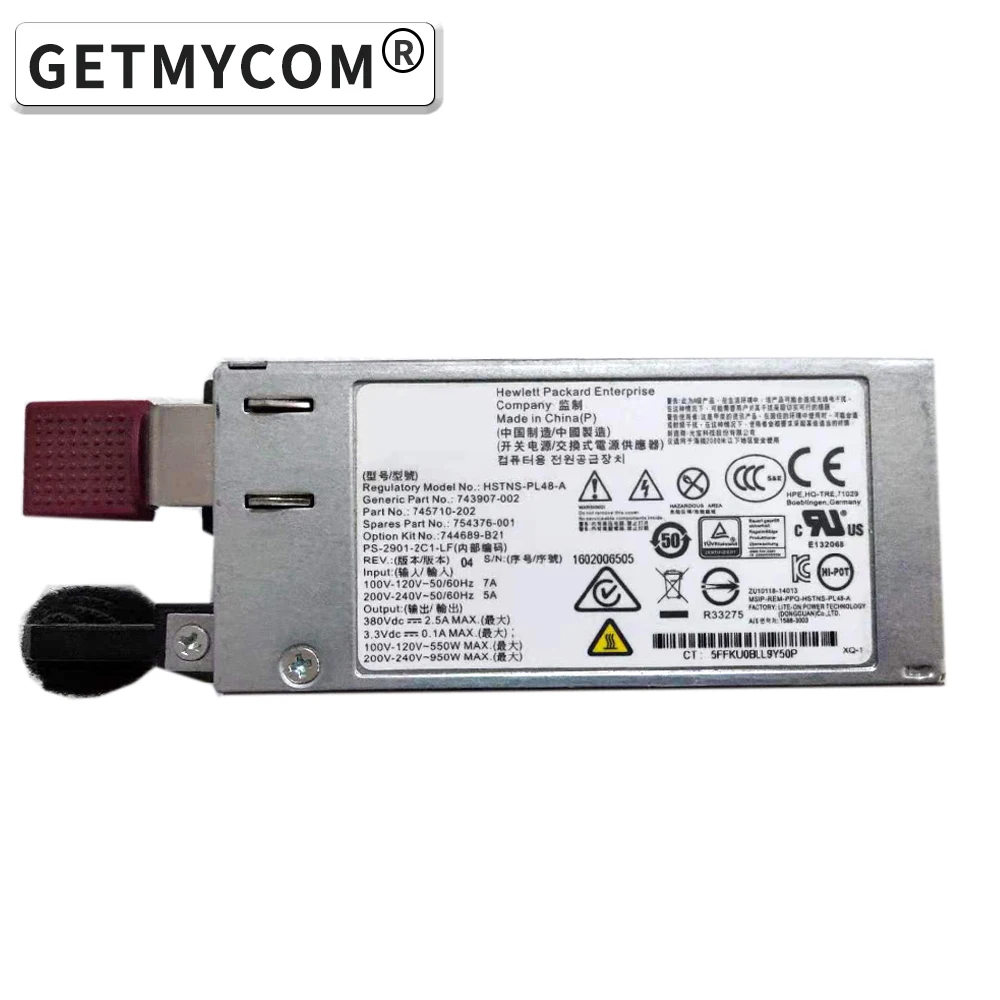 

Для DL180G9 Gen9 HSTNS-PL48-A 950W блок питания сервера 743907-002 745710-202 744689-B21 754376-001 блок питания