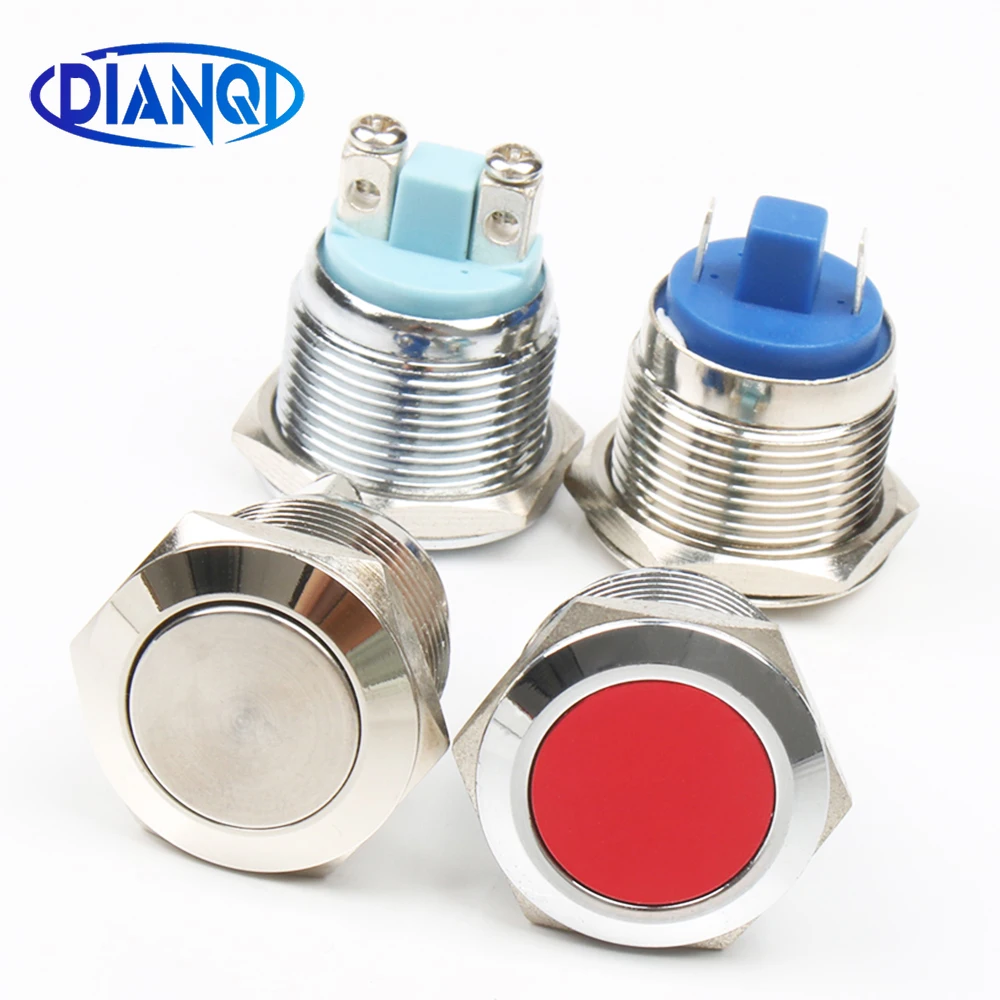 Часть 19 мм переключатель кнопки из оксида алюминия плоская головка 1NO мгновенный