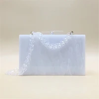 brand womens wallet acrylic evening bags interior mirror clutch purse marble white shoulder crossbody bag wedding party handbag