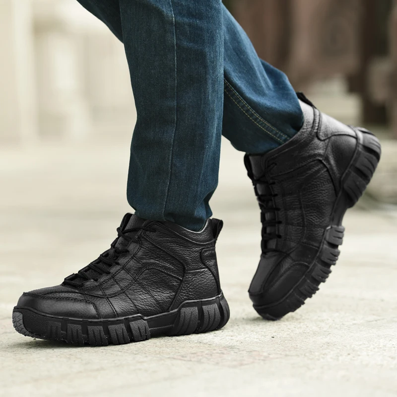 

Mens Shoes Genuine Leather Winter Shoes Classic Warm Comfortable Luxury Leather Outdoor Snow Boots Casual Gents Botas Brahma