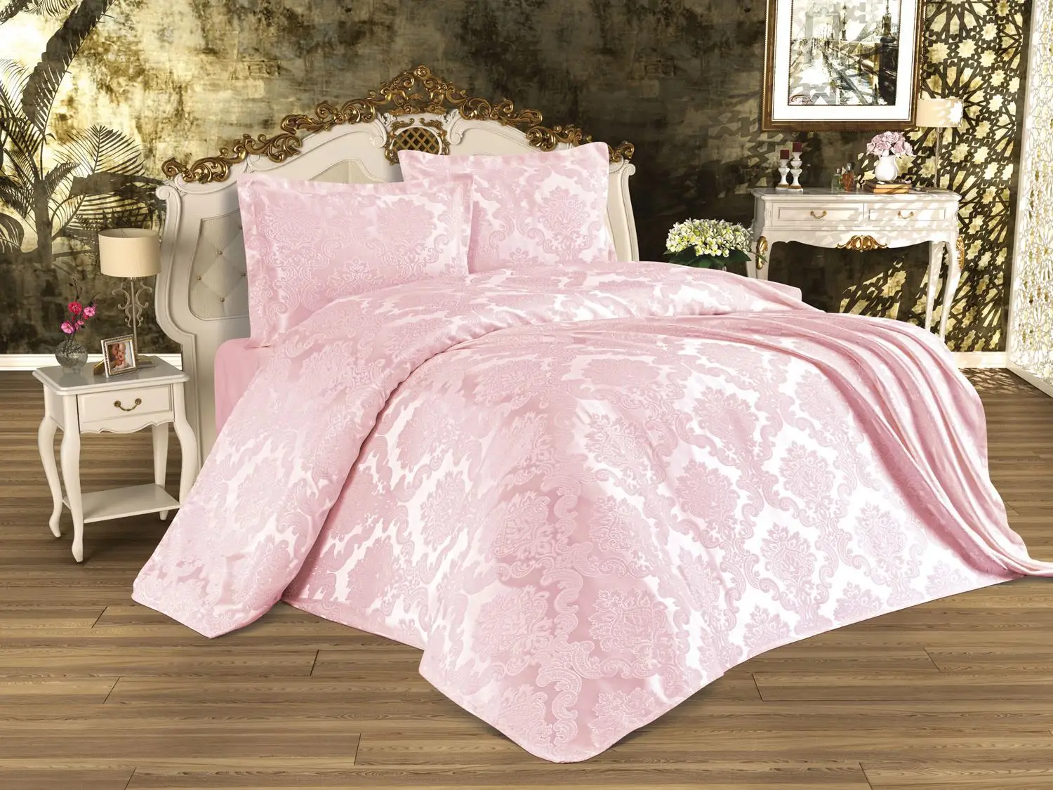 

Busem Jacquard Chenille Bed Cover Powder
