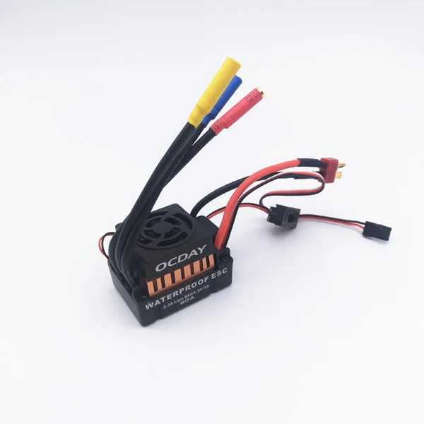 Motor sin escobillas de alta velocidad para coche, montaje ESC 2S-3S, motores 4370KV/9T, impermeable ESC 60A para coches RC-1