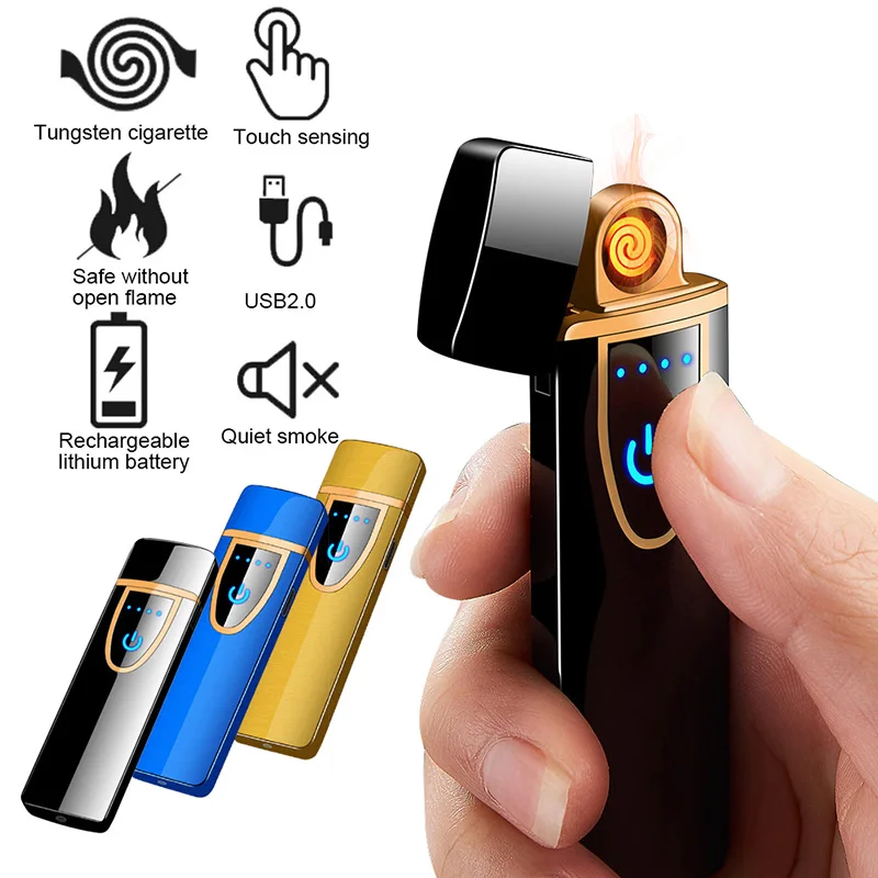 Screen USB Electronic Charging Lighter Touch Induction Windproof Smock Cigarette Classic High-end Gift Box | Мебель