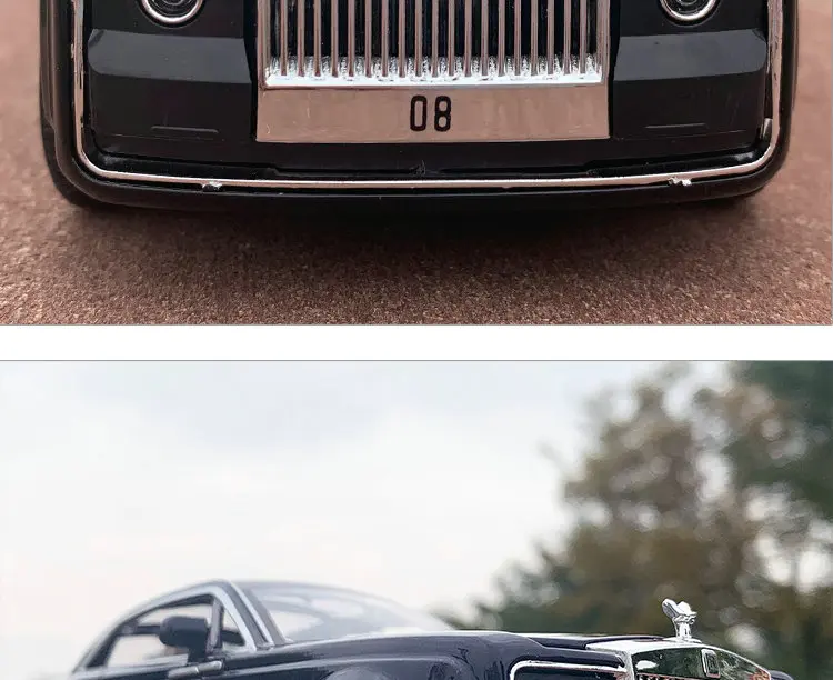 1:24 Rolls Royce Phantom металлические игрушечные колеса, имитационный звуковой светильник, вытяжной задний светильник, коллекция детских подарков, литая под давлением модель автомобиля