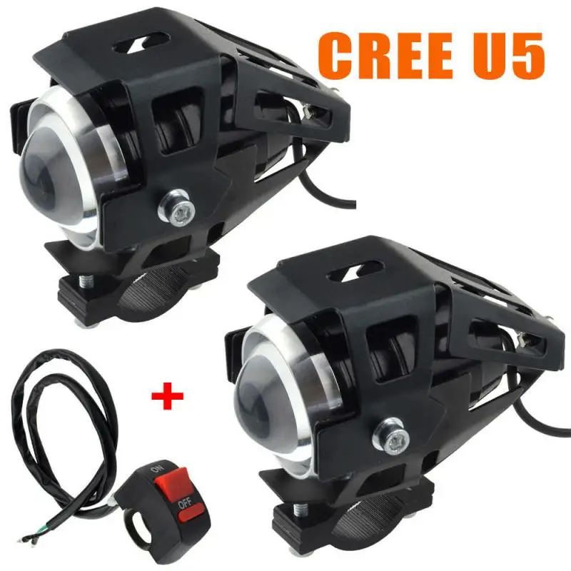 

Motorcycle LED Headlight with Switch U5 Fog Driving ATV Car Running Light Spotlight Switch 125W Headlamp Motorcycle Accessories