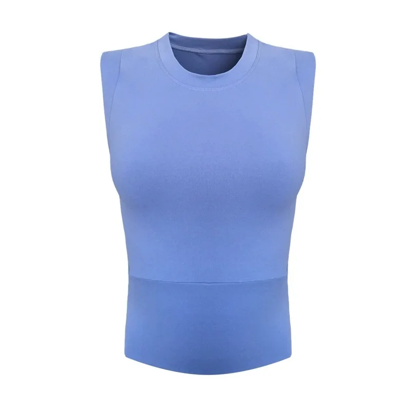 

with Chest Pad Yoga Vest Women's Summer Crew Neck Casual Quick Drying Clothes New Running Workout Clothes Women's