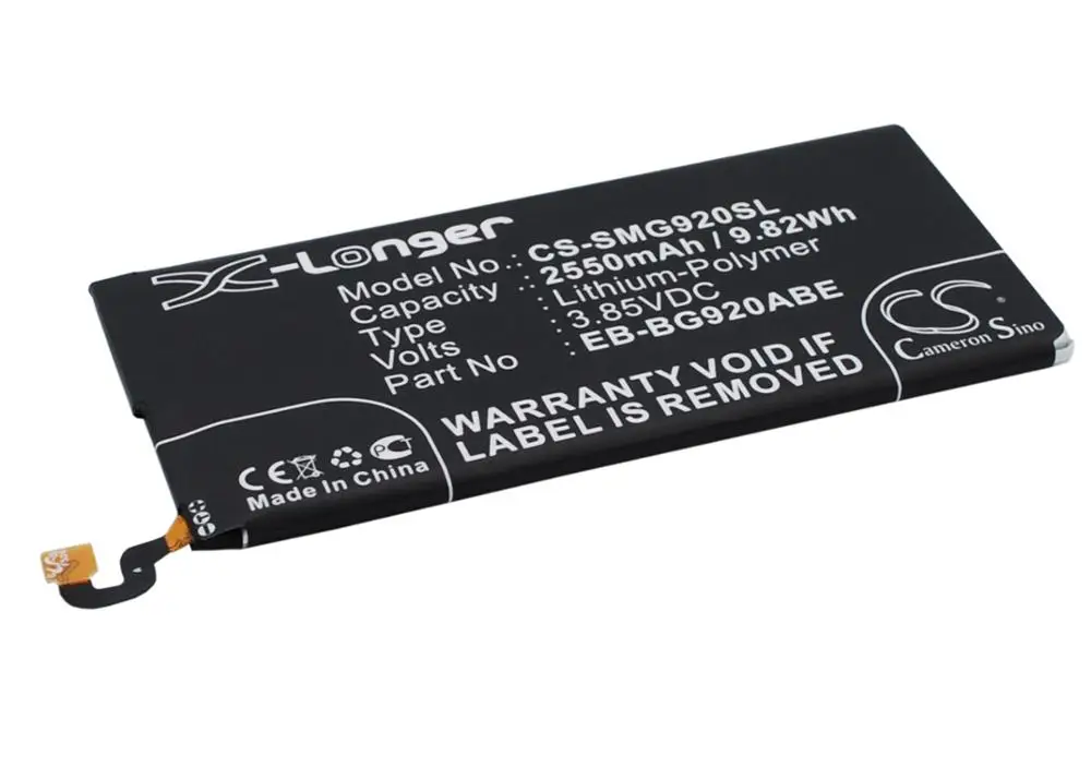 Кэмерон китайско 2550 мАч батарея forSAMSUNG Galaxy S6 Duos LTE A TD SCH J510 SCV31 SGH N520 SM G920 G9200 G9208