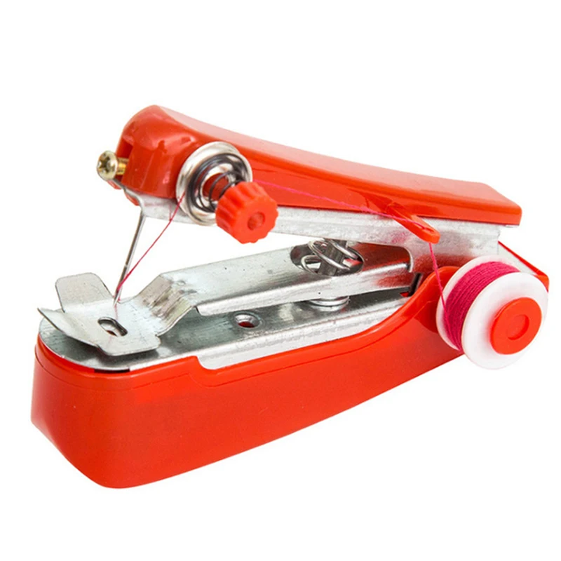 

Red Mini Sewing Machines Needlework Cordless Hand-Held Clothes Useful Portable Sewing Machines Handwork Tools Accessories