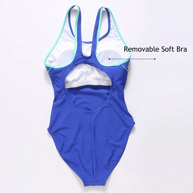 

Riseado New 2021 Sport Swimming Suits for Women Competitive Swimwear One Piece Swimsuits Solid Racer Back Bathing Suits