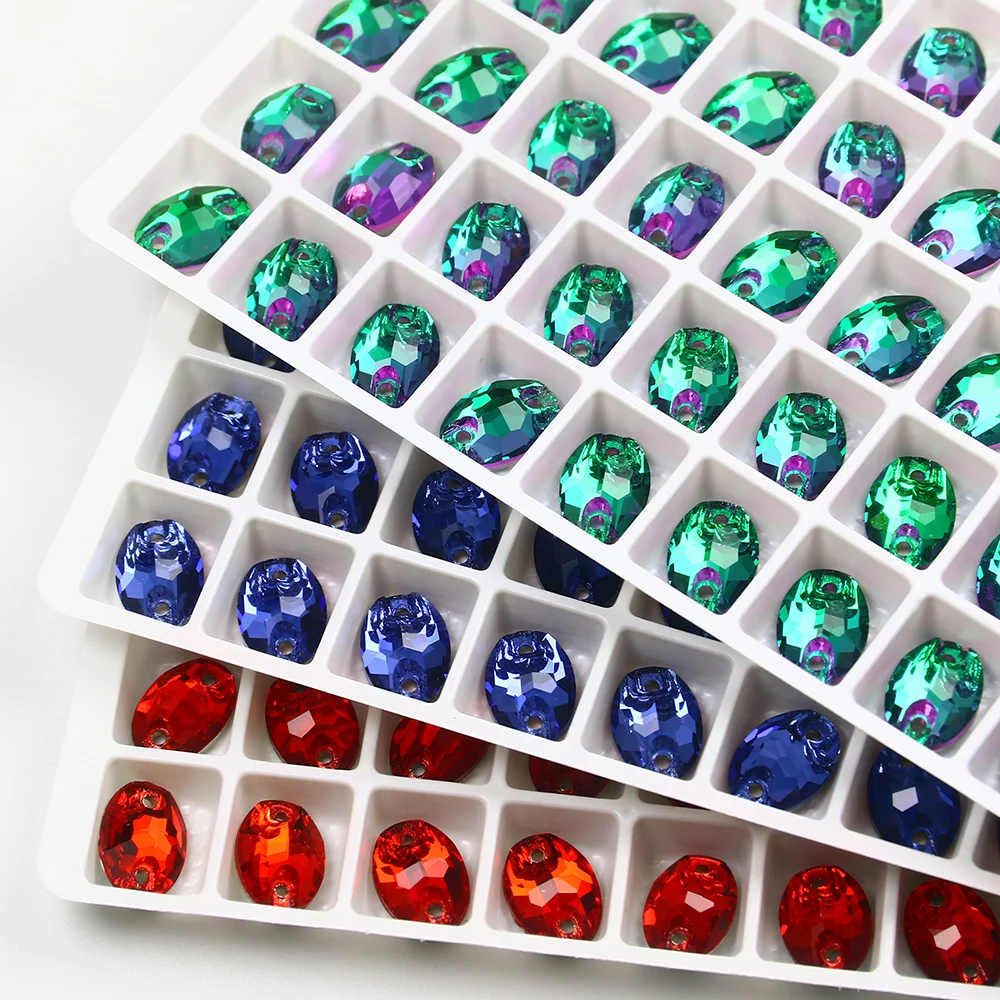 Aplique ovalado para coser gemas, piedras de Strass de vidrio con reverso...