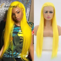 charisma synthetic lace front wig for women yellow wigs long straight hair natural hairline high temperature fiber cosplay wigs