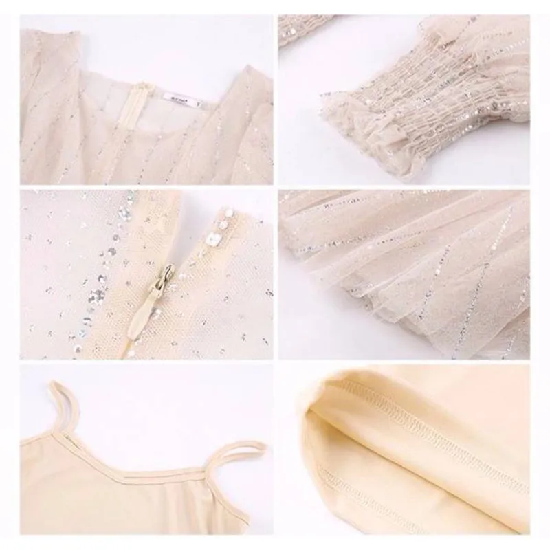 Женское длинное платье в уличном стиле с длинными рукавами-фонариками вечерние