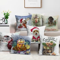 merry christmas cushion cover dog cat animal print pillow covers xmas decoration home decora pillow case for bedroom window seat