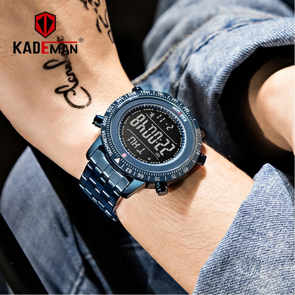 

KADEMAN Men Watchs Sport Digital Watch Top Brand Full Steel Multifunction Wristwatch LED Back Light Male Clock Relogio Masculino