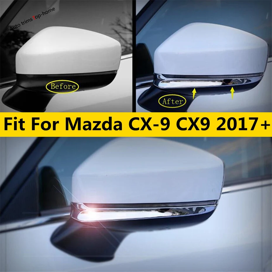 Yimaautollantas para espejo retrovisor, accesorios aptos para Mazda CX-9 CX9 2017 2018 2019 2020 ABS cromado, rayas, cubierta embellecedora