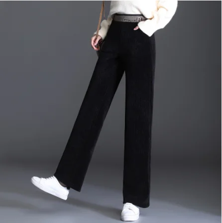 

Вельветовые брюки женские брюки 2021 осень/зима Фланелевые Модные Ретро Instagram повседневные широкие брюки студенческие свободные спортивные ...