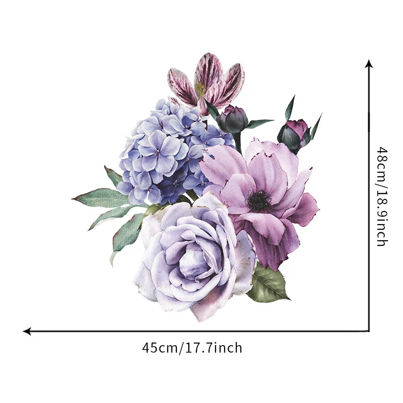 

Peony Flowers Wall Sticker Art Nursery Decals Kids Room Blue Purple Home Decor Gift Household Family Accessories Wallpaper