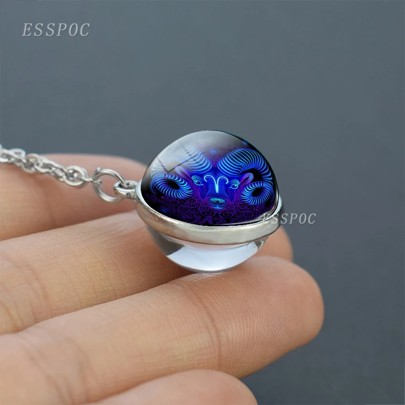 New Style 12 Constellation Necklace Fashion Zodiac Signs Glass Ball Sphere Pendant Chain | Украшения и аксессуары